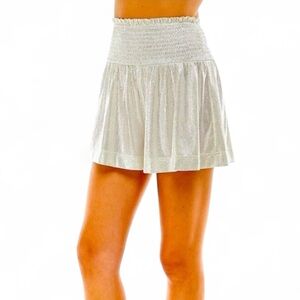 TCEC Ivory Silky Smocked Shorts